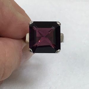 Bold square cut Amethyst sterling Ring